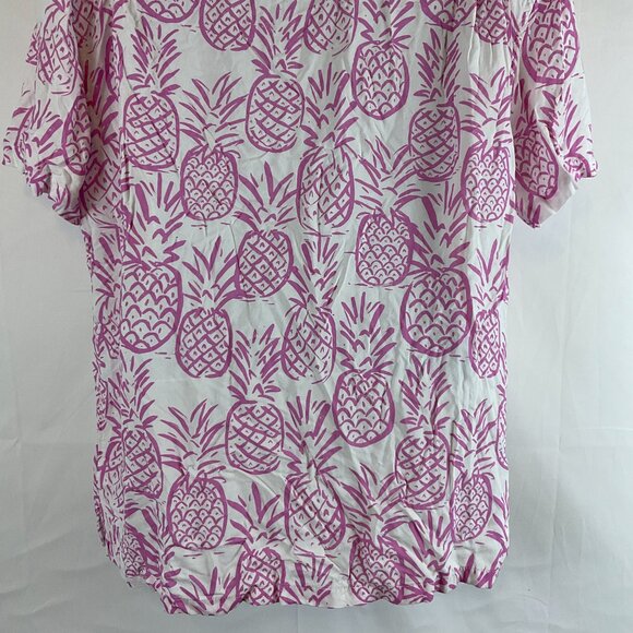 Chubbies Hawaiian Shirt XL White Lavender Pineapple Print Button Front Short Sle - Picture 8 of 9